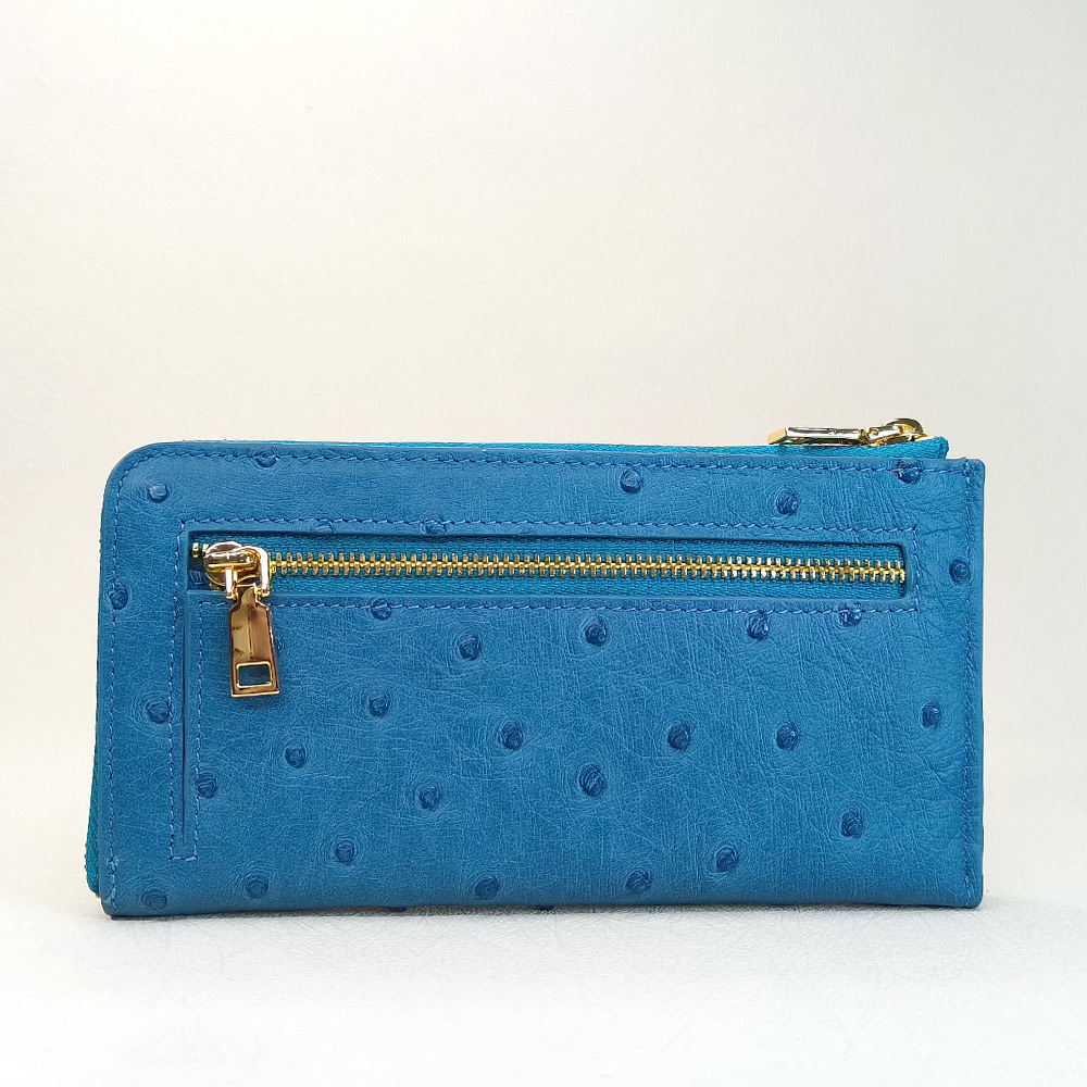 【M2nd】柯蜜頓鴕鳥皮通勤組輕薄長夾/證件套(土耳其藍-T65AT07A), , large