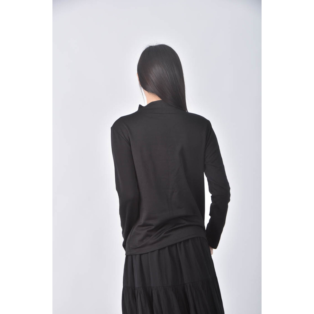 (S) 【又又私服】運動中領黑色長袖上衣二手衣, , large