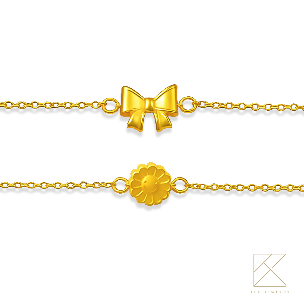 【TLH】黃金墜手鍊 微笑的約定 純金999 約重0.07錢±0.01 (生日禮 情人)