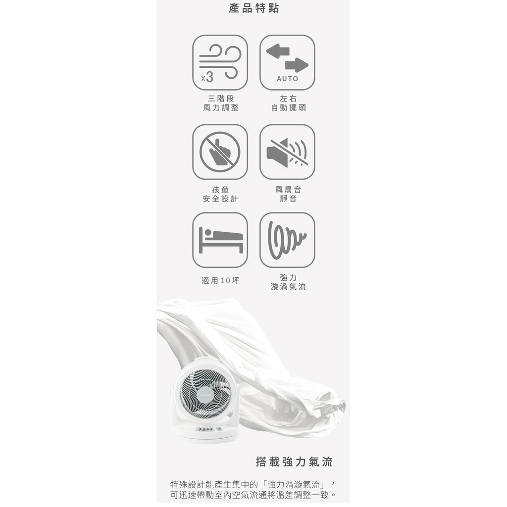 IRIS OHYAMA PCF-HM23W 擺動式循環扇 電風扇 靜音 節能 省電  10坪 公司貨, , large