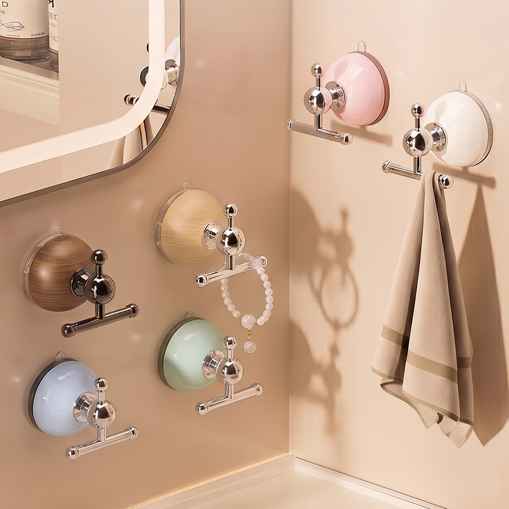 吸盤掛勾 三向掛勾 免打孔強力掛勾 承重3kg 浴室廚房收納 浴室掛勾 真空吸盤 頂掛 壁掛 T型 不傷牆面 北歐質感, , large