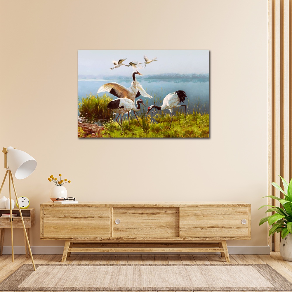 【御畫房】鶴舞 國家一級畫師手繪油畫60×90cm(VF-13), , large