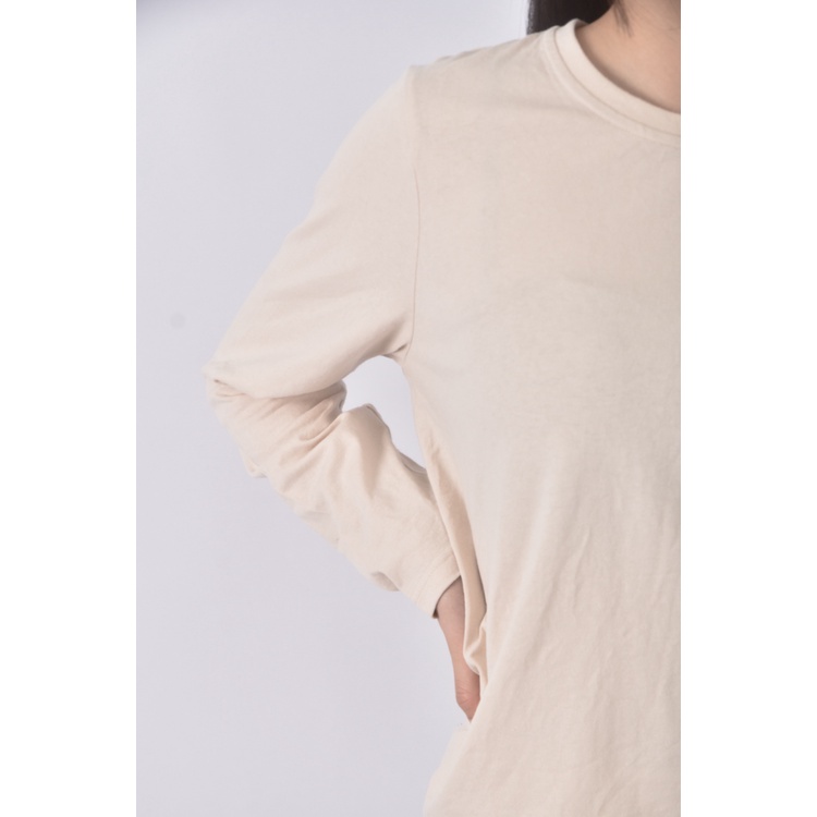 (S) gozo質感棉質杏色長袖上衣二手衣, , large