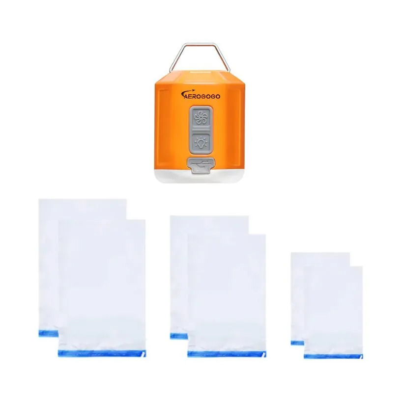【Aerogogo】GIGA PUMP 4.0 三合一口袋充氣幫浦-活力橘 + 真空收納袋 (6入), , large