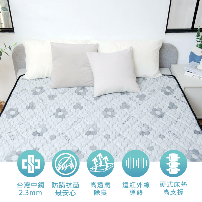【KIKY】烏克蘭奈米石墨烯透氣硬式獨立筒床墊, , large
