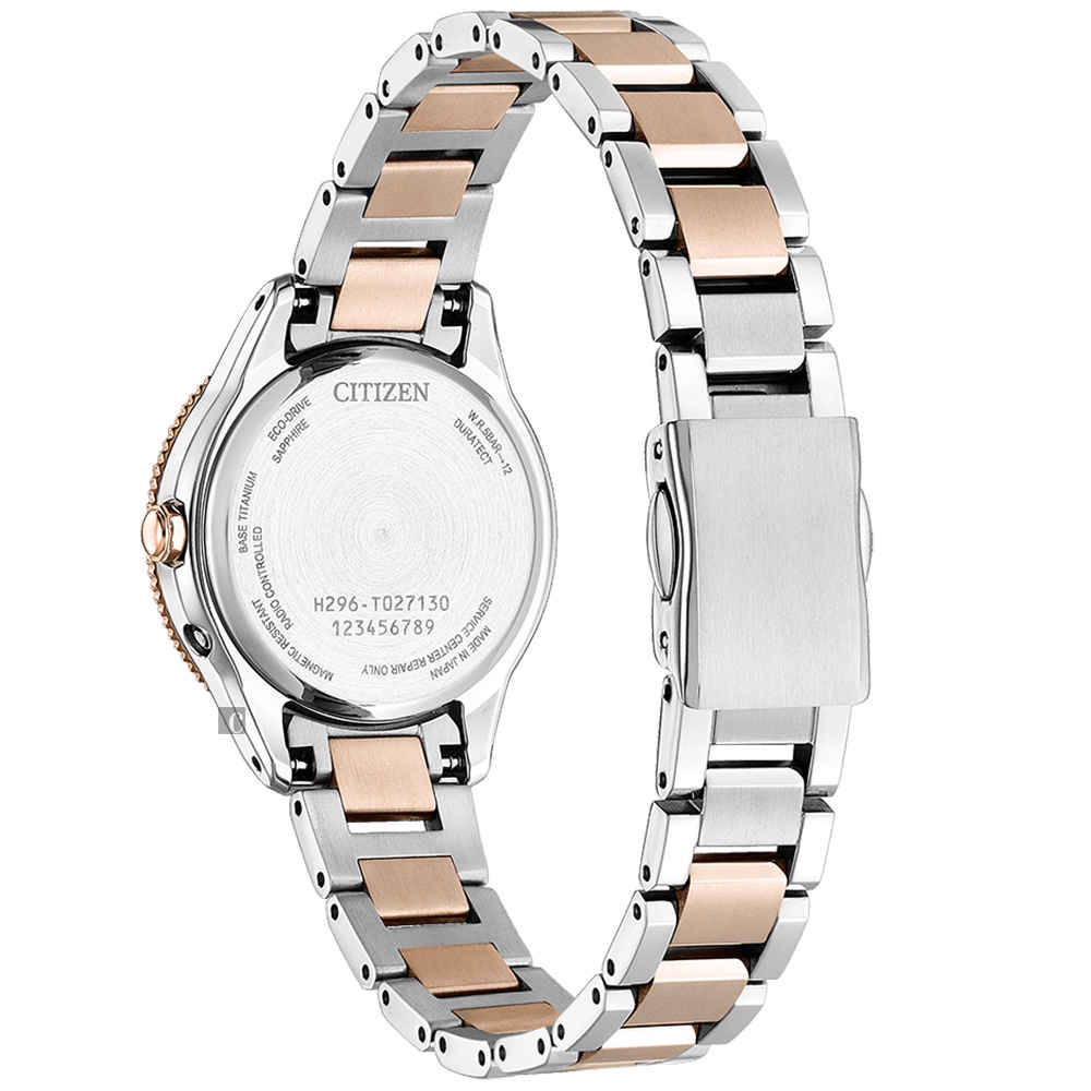 CITIZEN 星辰 XC 鈦 日月顯示光動能電波女錶 EE1005-54W, , large