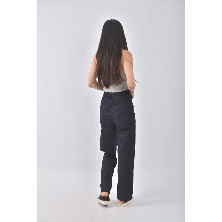 (XL) giordano高腰棉質素面藍色長褲二手衣, , large