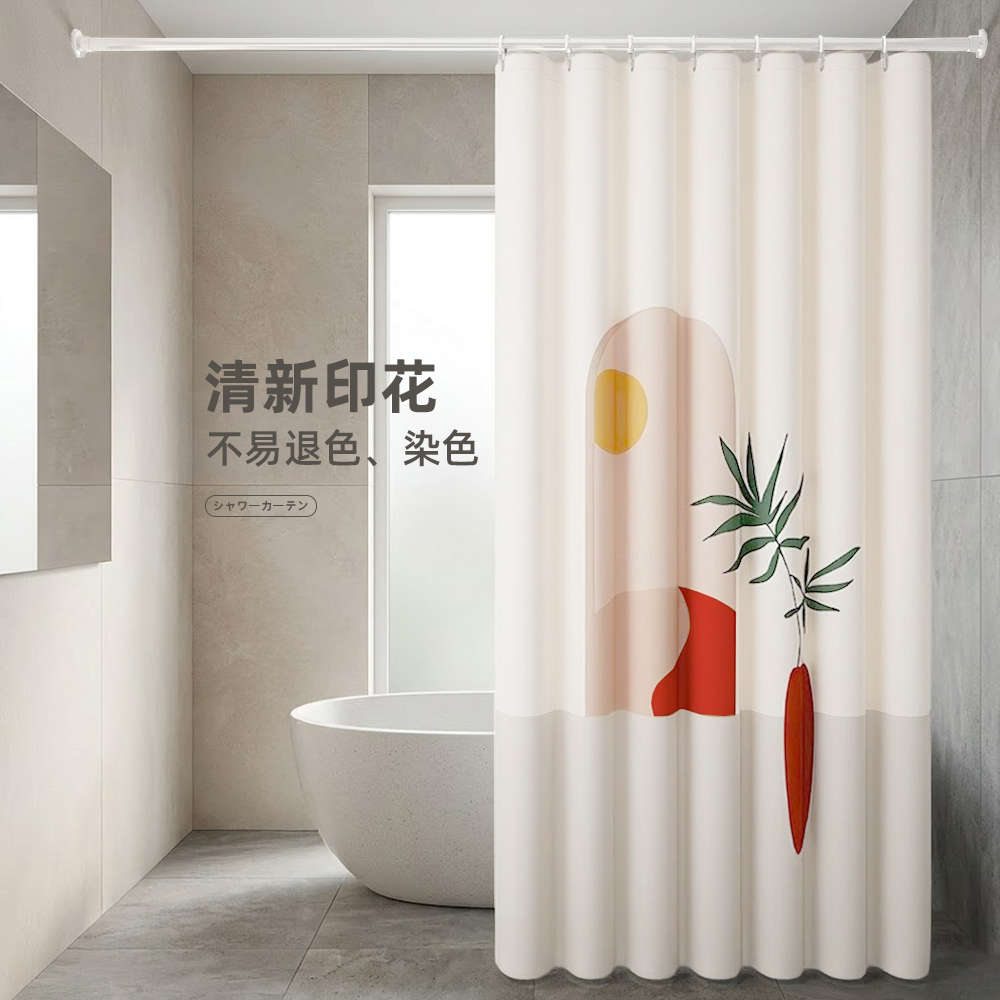【上手家居】PEVA防霉浴簾(乾濕分離/防水浴簾/浴室簾/淋浴簾)-日落, , large