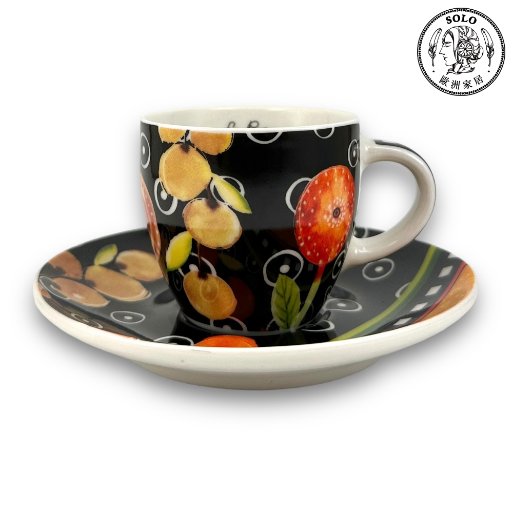 【SOLO Vintage】EGAN Italian Pottery Coffee Mug Sugar Box Set Black 90ml, , large
