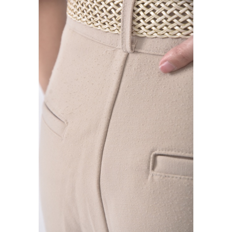 (M) gori高腰質感杏色綁帶長褲二手衣, , large