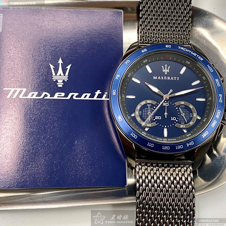 [星晴錶業]MASERATI手錶,46mm,R8873612009寶藍色錶面寶藍錶殼槍灰米蘭錶帶款, , large