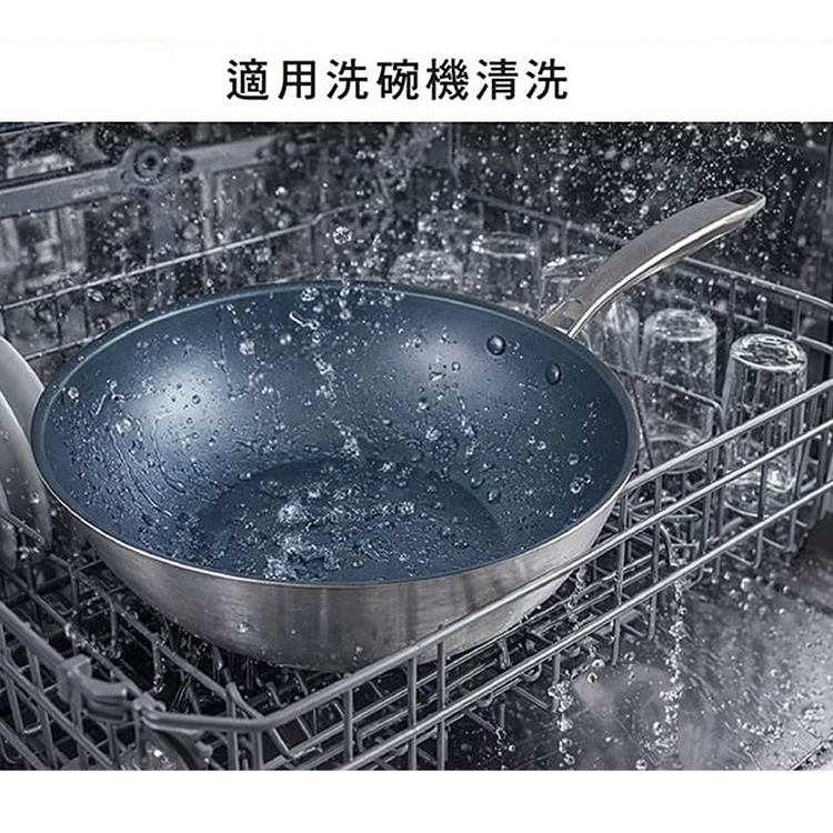 仙德曼複合金輕量不沾深炒鍋-32cm-附蓋-2支, , large