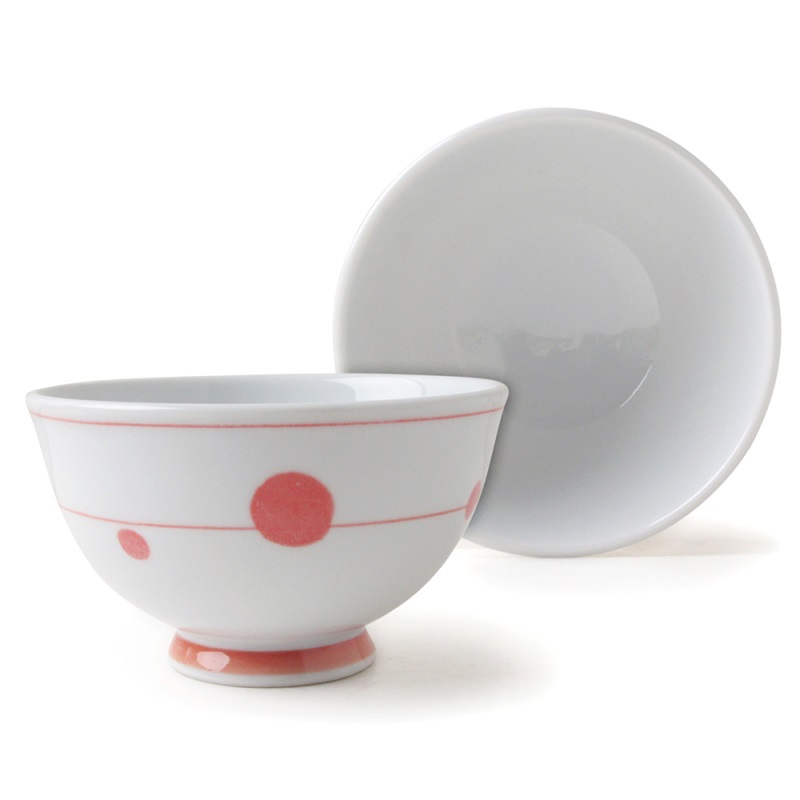 [豐名日本餐具] 4.0"輕量飯碗 線水玉 赤色 有田燒 / C04RB0-337, , large