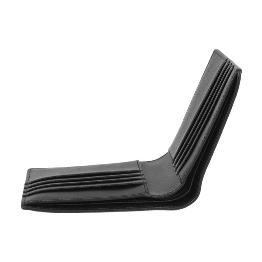 Michael Kors Cooper 銀字滿版塗層帆布附活動式卡夾對開短夾(黑色), , large