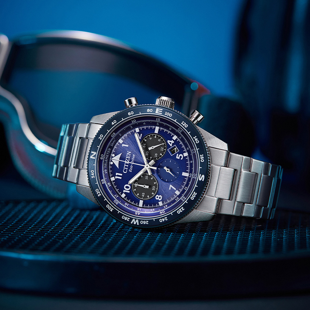 CITIZEN 星辰 光動能航空計時手錶-藍 CA4554-84L, , large