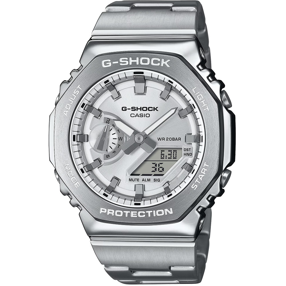 CASIO 卡西歐 G-SHOCK 金屬光系列八角雙顯電子錶手錶 GM-2110D-7A, , large