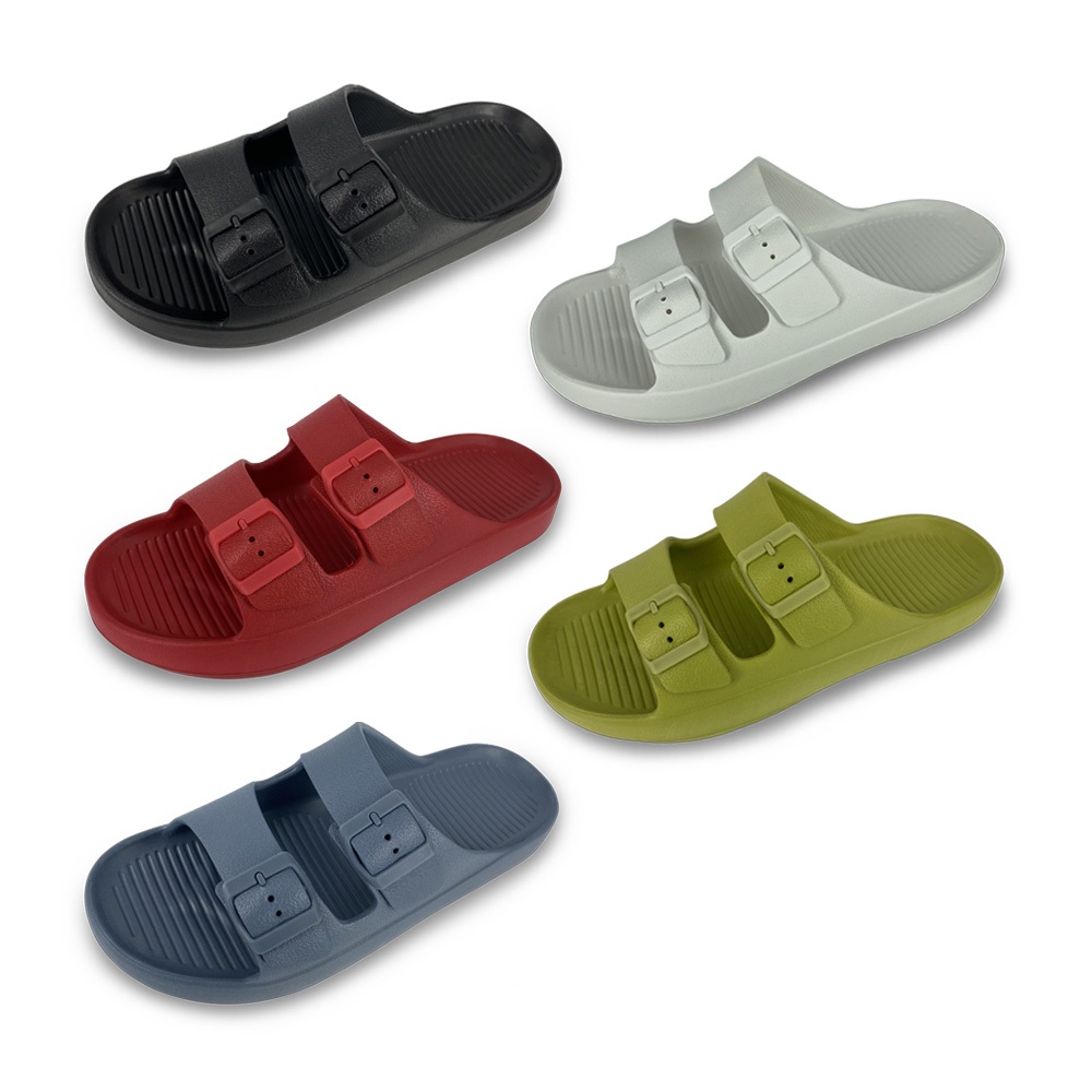 防水止滑拖鞋 男女款 勃肯拖鞋 休閒 逛街 居家 簡約 時尚 素色 EVA 扣環調整鬆緊 輕量 防滑 黑 白 紅 綠 藍