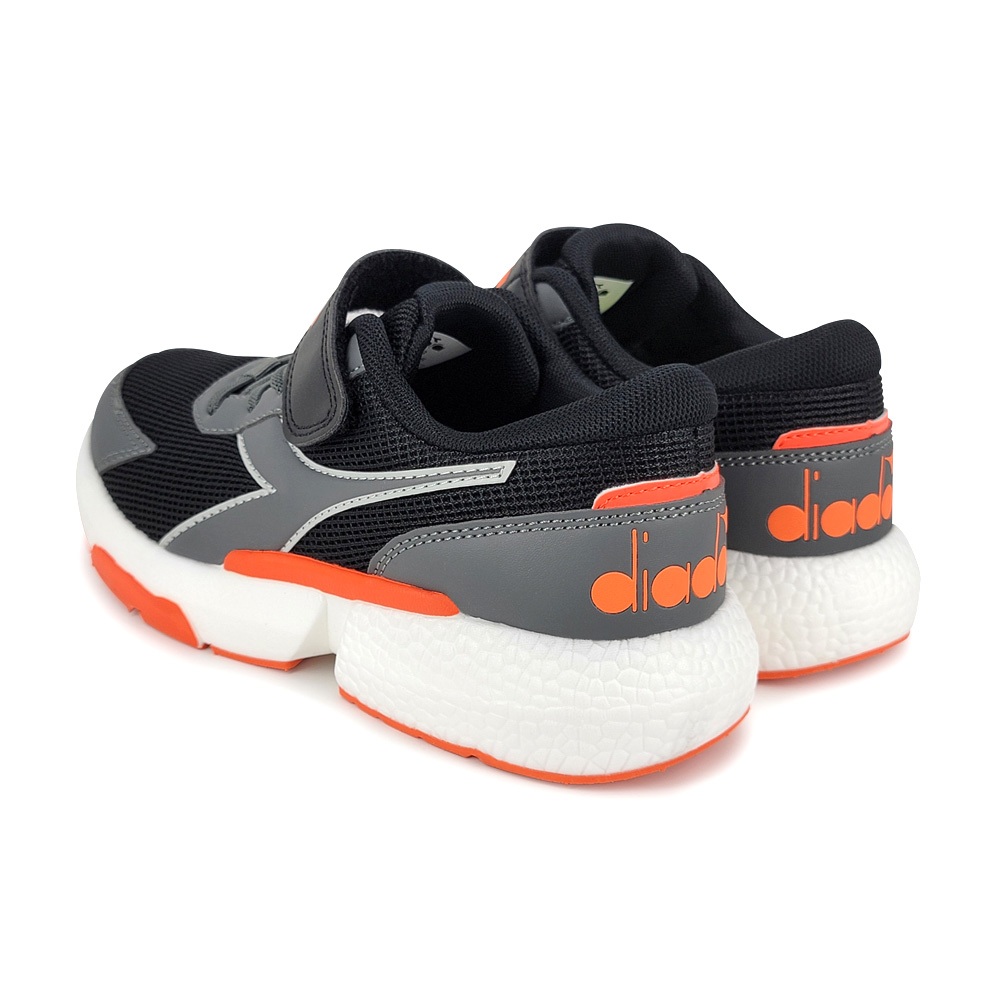 DIADORA迪亞多那 大童輕量跑鞋 童運動鞋 魔鬼氈 寬楦 保護後跟 輕量 吸震 減壓 抗菌 除臭 防滑 黑灰 藍粉, , large