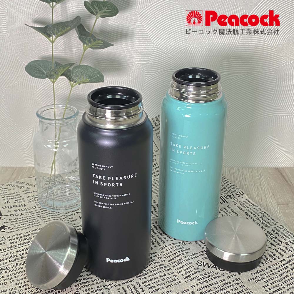 【日本孔雀Peacock】商務休閒不鏽鋼保冷保溫杯600ML(防燙杯口設計)-煙燻藍, 煙燻藍, large