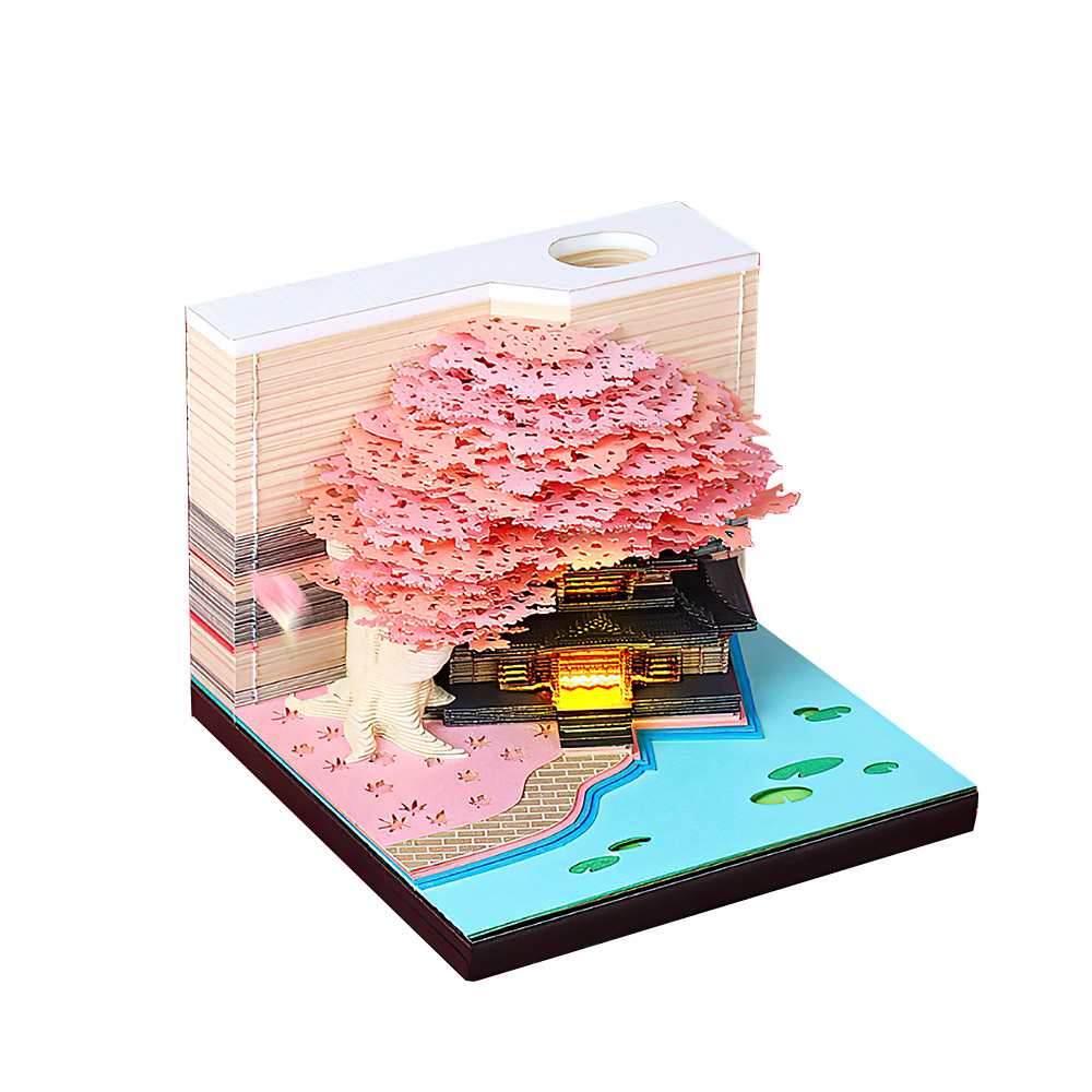 【上手家居】2026立體紙雕週曆-粉色帶燈(2026桌曆/紙模型/便條紙/日曆), , large