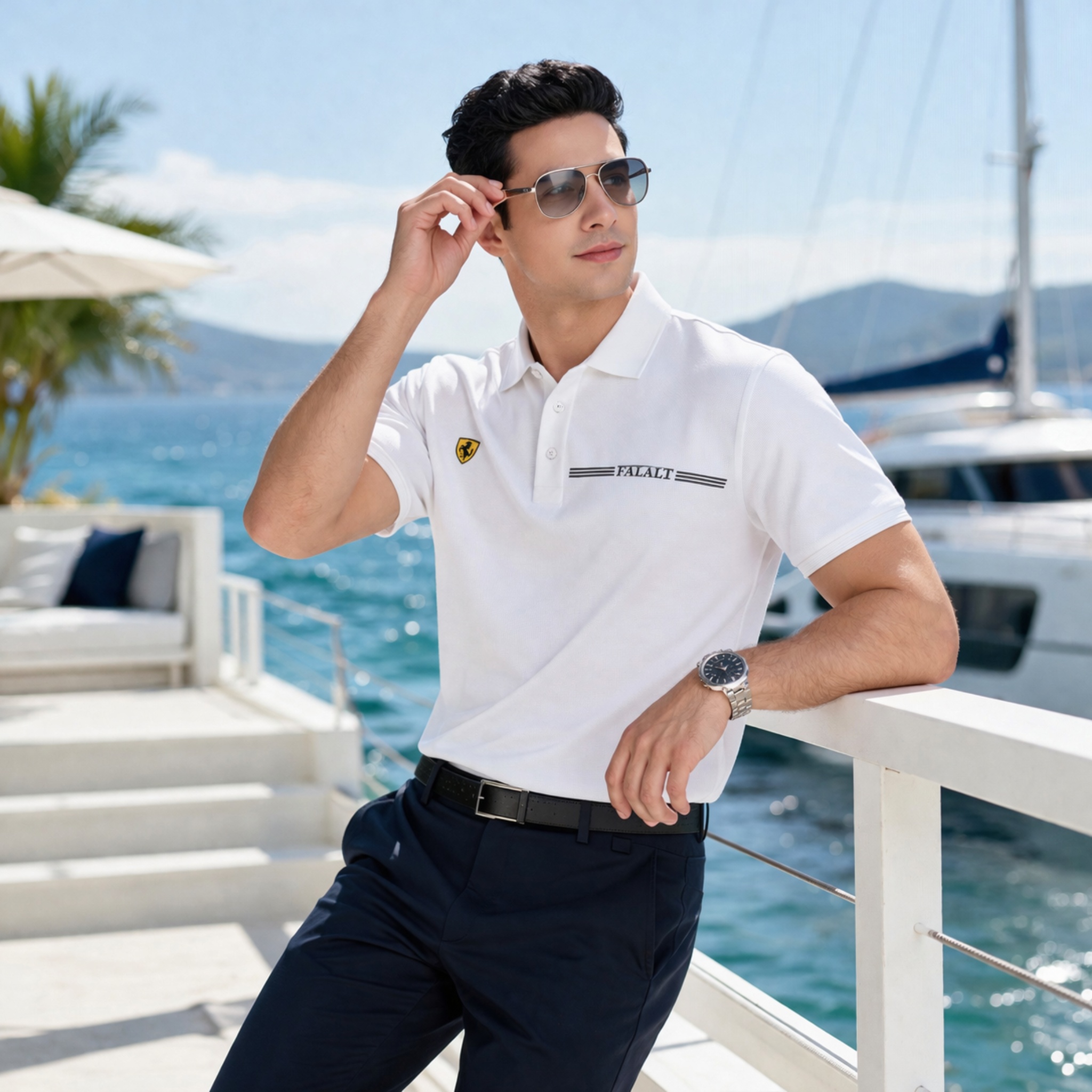 【FALALI】短袖冰感POLO衫-男(白1), , large