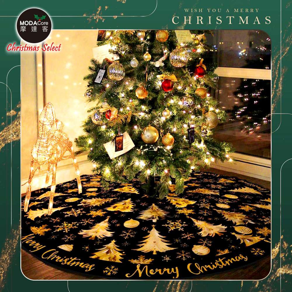 摩達客金色耶誕樹013號短毛絨印花聖誕樹裙90cm_聖誕樹裝飾底墊