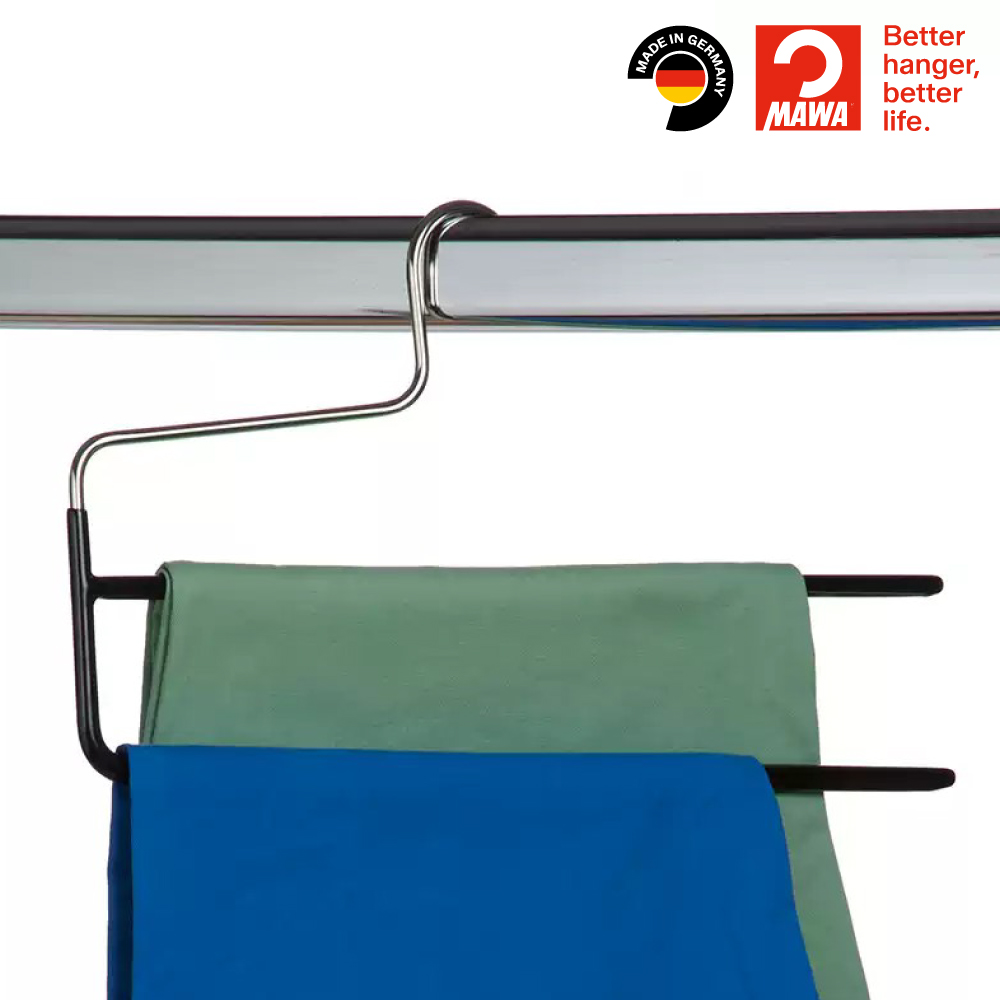 【德國MAWA】德國原裝進口 無痕止滑 多功能雙排褲架33cm 20入/黑 , , large