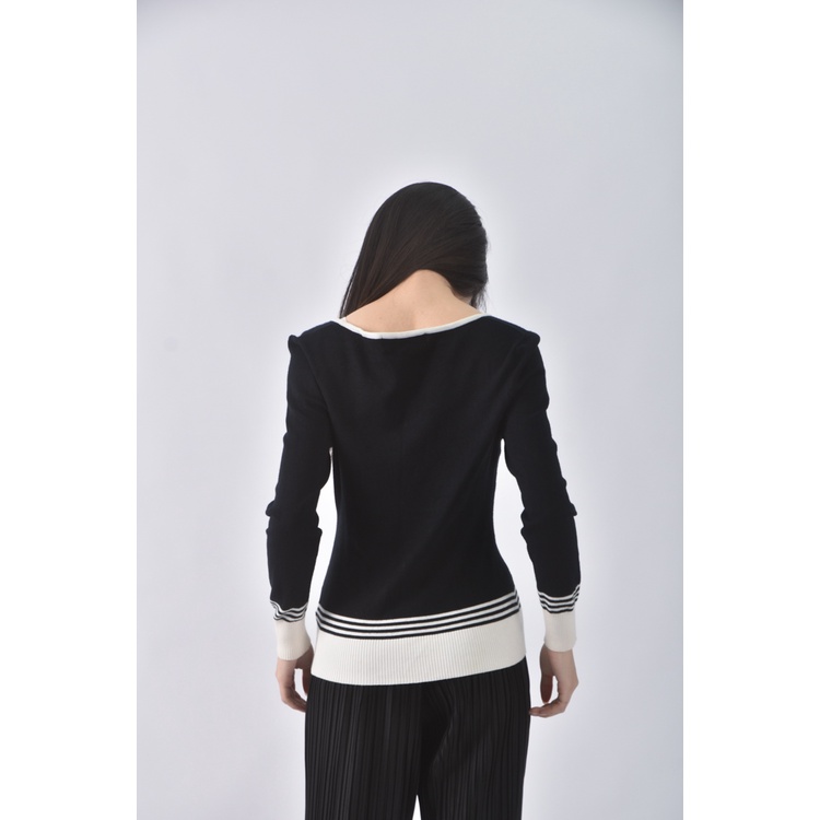 (F) cumarv領黑色長袖上衣二手衣, , large