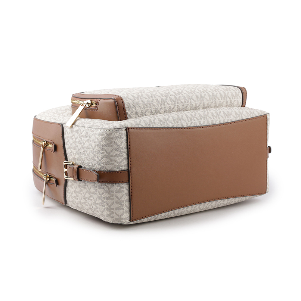 Michael Kors Jaycee 金字塗層帆布拉鍊口袋大款後背包(香草色), , large