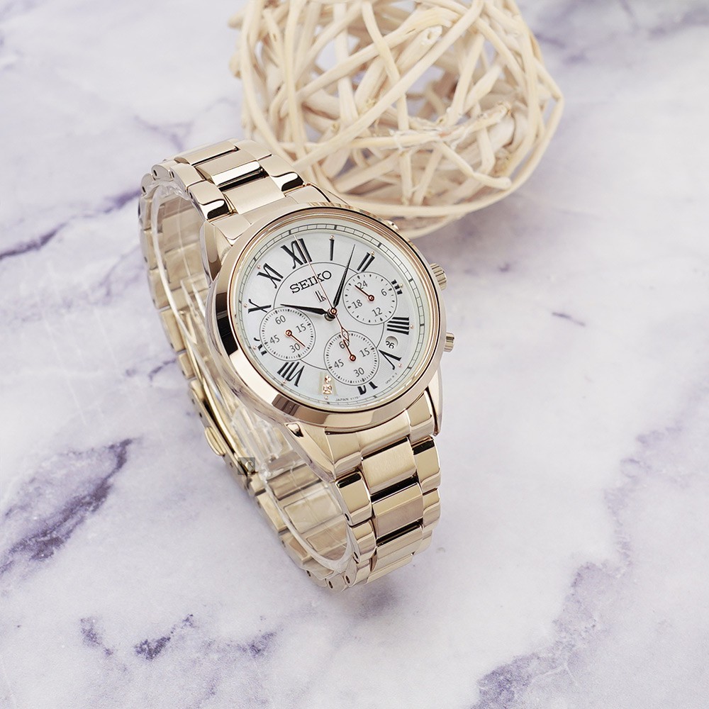 SEIKO 精工 LUKIA 廣告款羅馬太陽能計時女錶-36mm V175-0EX0G(SSC822J1), , large