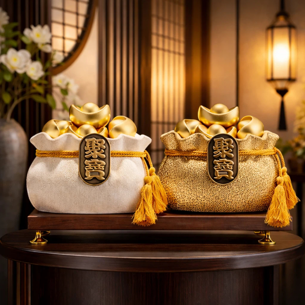 【A&R】招財開運 陶瓷聚寶元寶盆附金元寶 兩色任選, , large