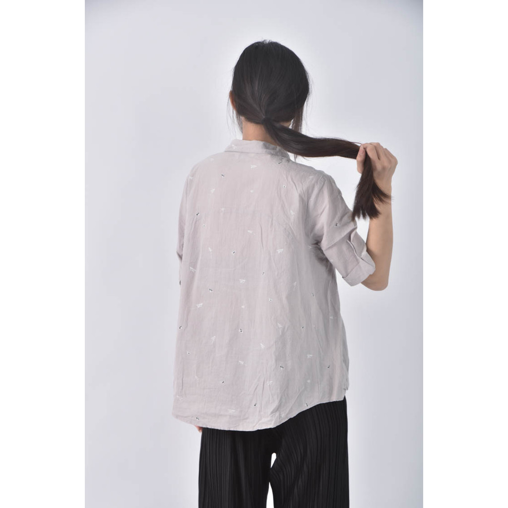 (XL) darlo棉質小圖灰色短袖上衣二手衣, , large
