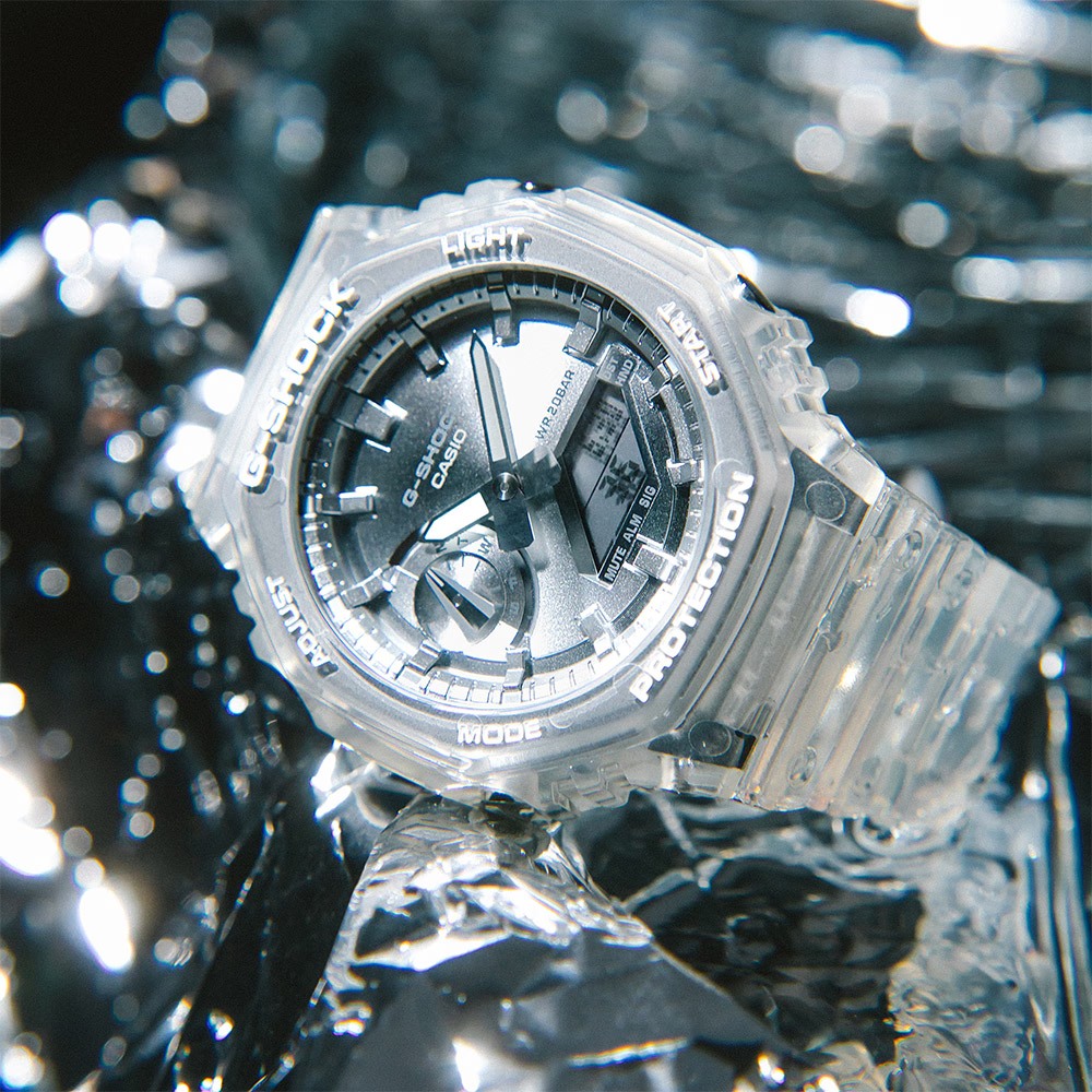 CASIO 卡西歐 G-SHOCK 半透明感 金屬蒸鍍工藝 雙顯電子錶 手錶 GA-2100BM-7A8, , large