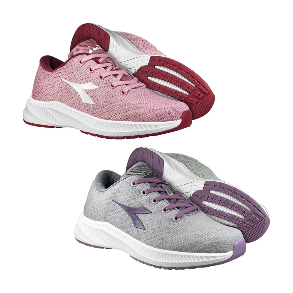 DIADORA迪亞多那 輕量專業慢跑鞋 女運動鞋 女鞋 透氣 強韌梭織 保護後跟 吸震 減壓 輕盈 耐磨 防滑 粉 灰紫, , large