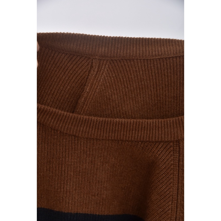 (2XL) xy studio針織條紋棕色長袖上衣二手衣, , large