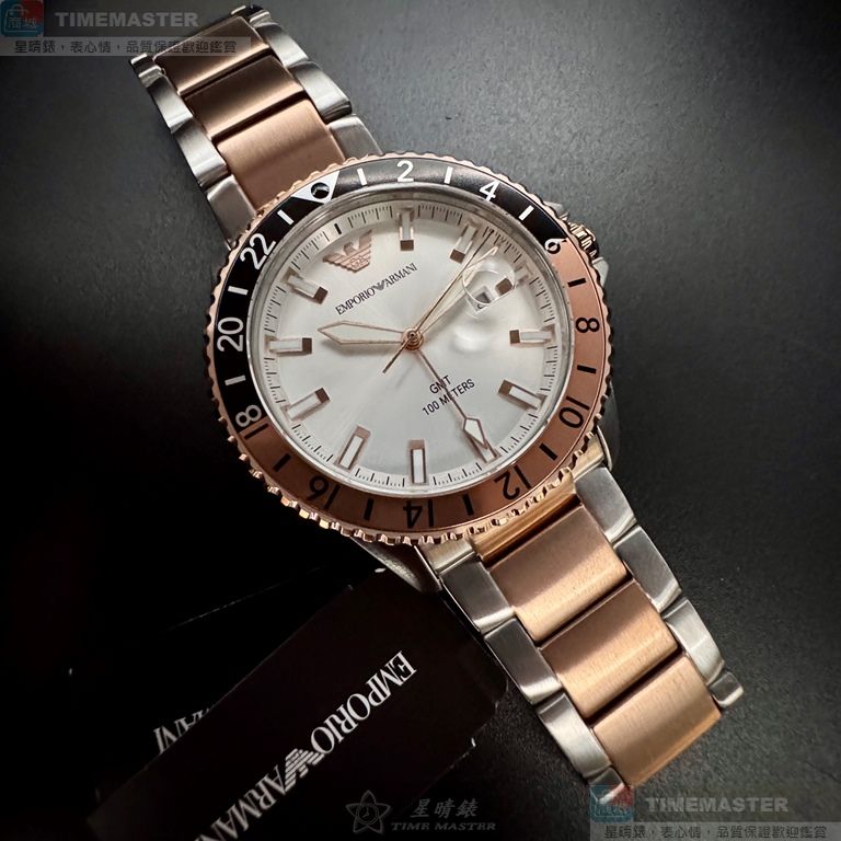 [星晴錶業]ARMANI手錶,42mm,AR00077銀白色錶面玫瑰金錶殼金銀相間精鋼錶帶款, , large