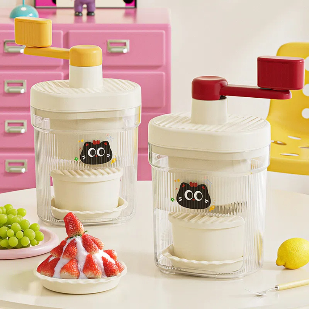 【A&R】吾家有貓手搖DIY刨冰機 附碗x2+碗蓋x2+盤x4 - 芒果黃, , large