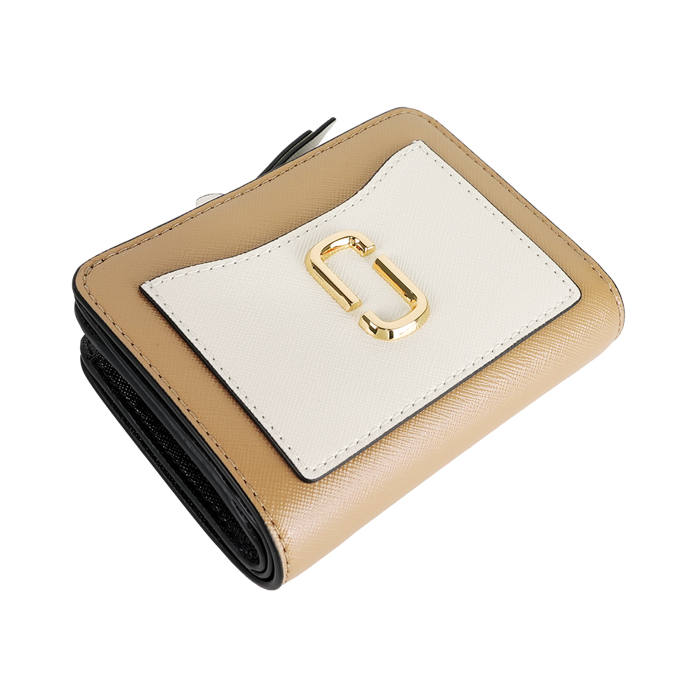 MARC  JACOBS The Snapshot 防刮皮革暗釦二折撞色短夾(駝色), , large