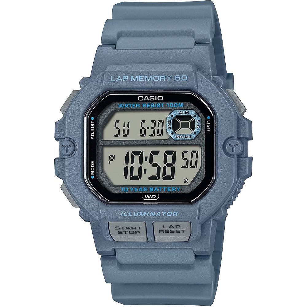 CASIO 卡西歐 運動訓練10年電力手錶-藍 WS-1400H-2AV, , large