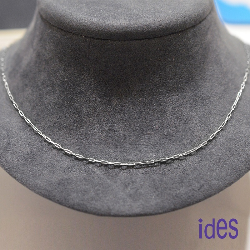 [ides愛蒂思] 義大利14K白金16吋項鍊鎖骨鍊（方圈鍊-1）, , large