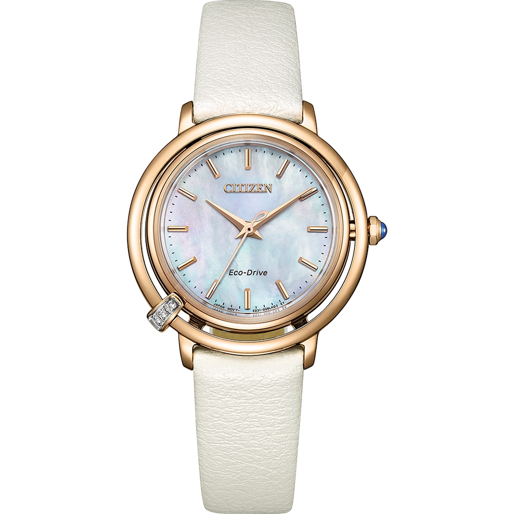 CITIZEN 星辰 L系列 曙光 光動能鑽石女錶 附贈皮革錶帶 EM1093-61D, , large