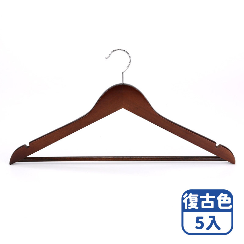 Mimi Shopping solid wood clothes hanger, 實木衣架｜復古色｜5入組, large