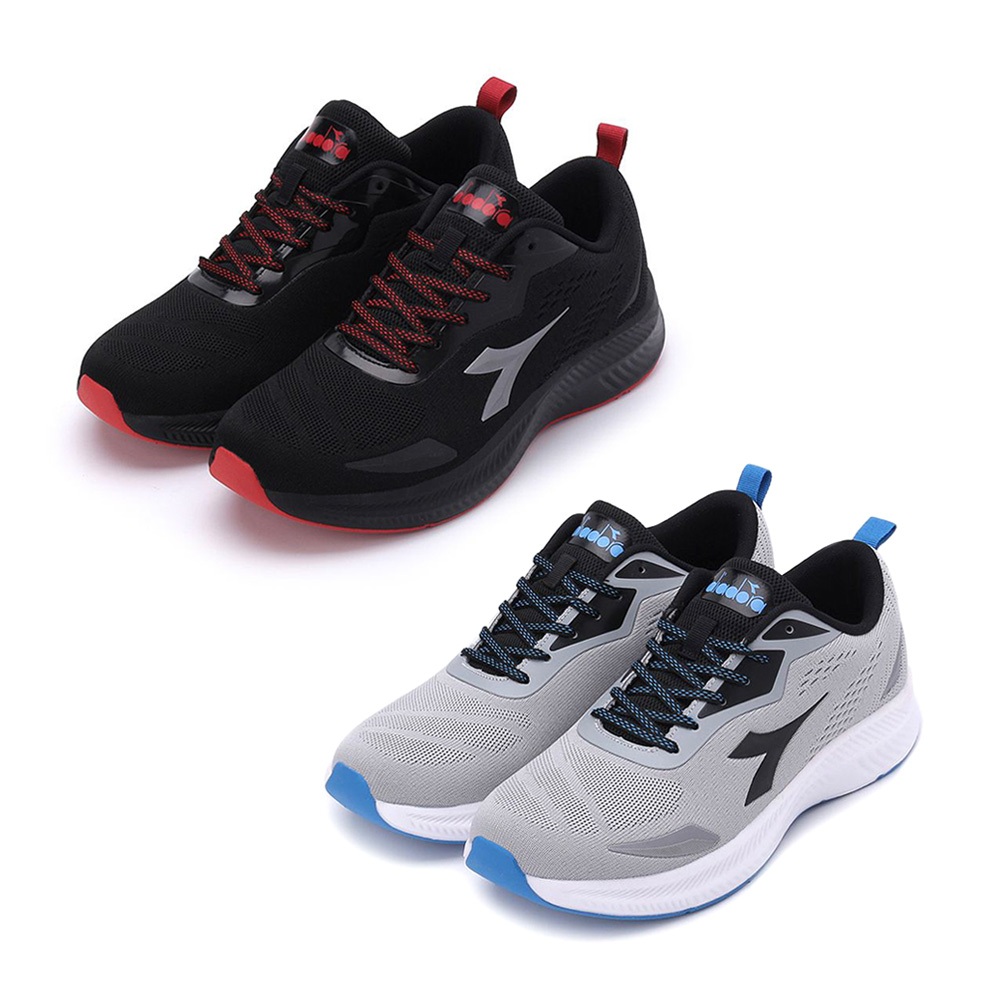 DIADORA迪亞多那 寬楦輕量慢跑鞋 男運動鞋 男鞋 簡約 時尚 透氣 徘濕 散熱 保護後跟 止滑 穩定 黑紅 灰藍, , large