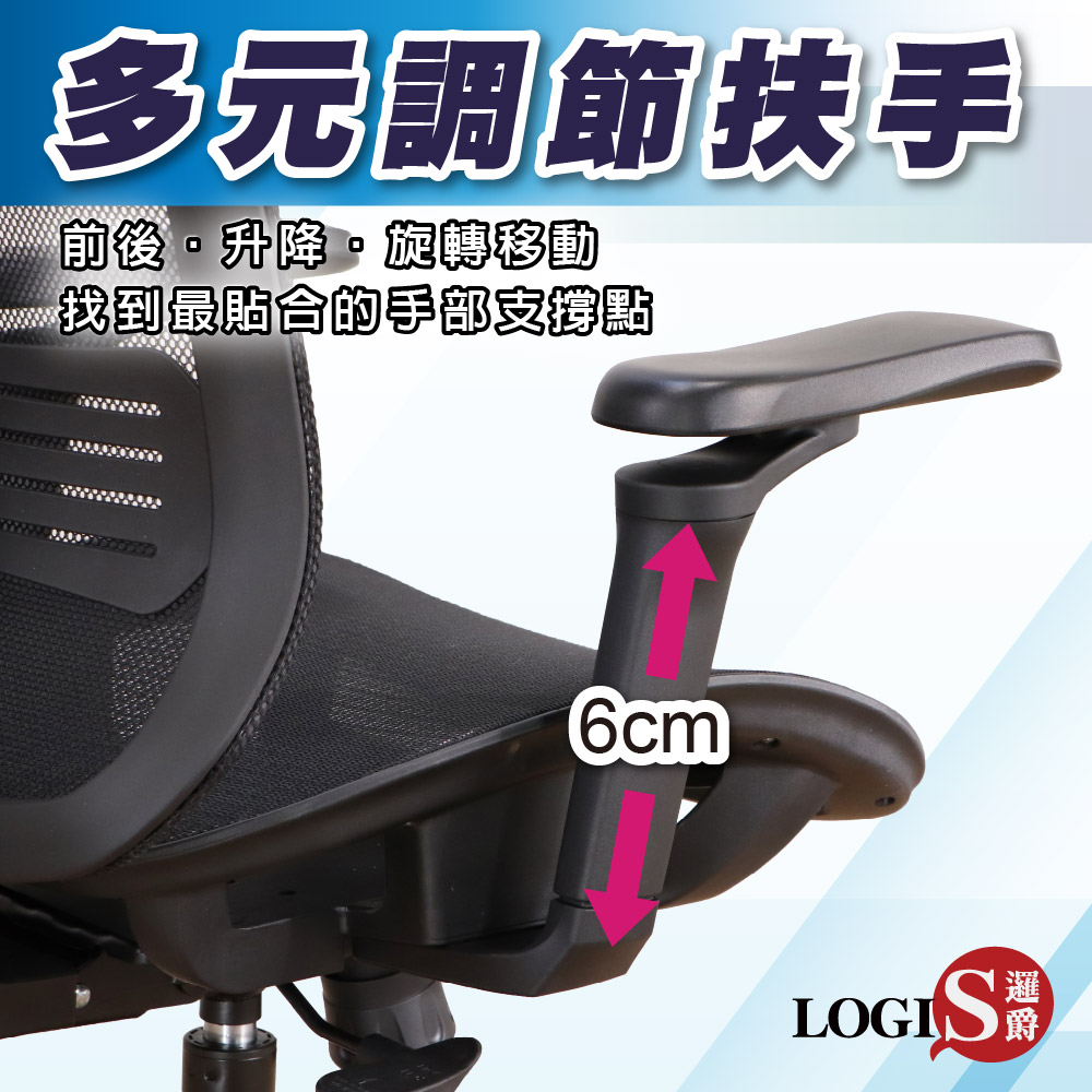 (LOGIS) 電腦椅零件 扶手1對 多元調節扶手1對【T11黑】【T12灰】, , large