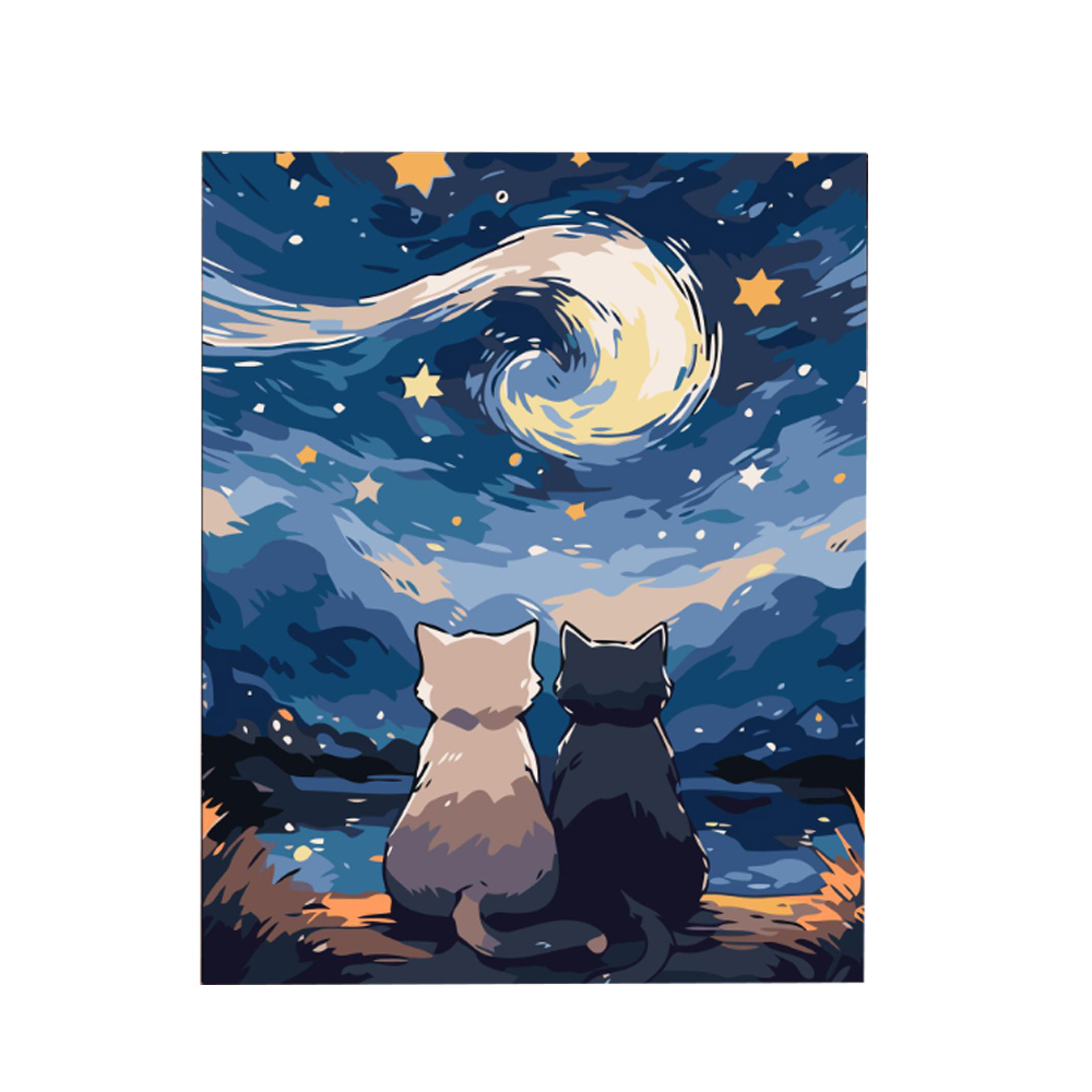 【上手家居】DIY數字油畫 40*50cm-藍色凝視(壁畫/裝飾畫/玄關掛畫/彩繪/diy材料包), , large