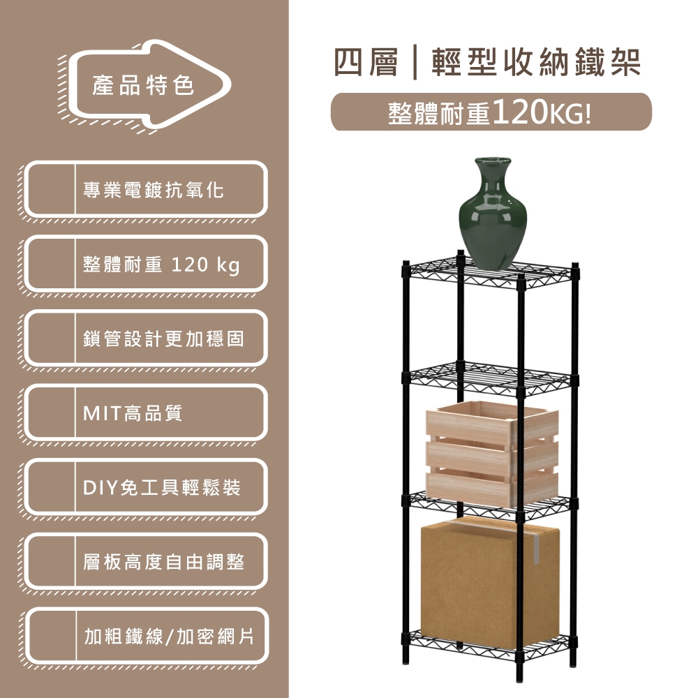 KIWISH 43x28x60H Black 3-Tier Wire Shelving Unit | Heavy Duty Metal Storage Rack | Made in Taiwan, Free Shipping, , large