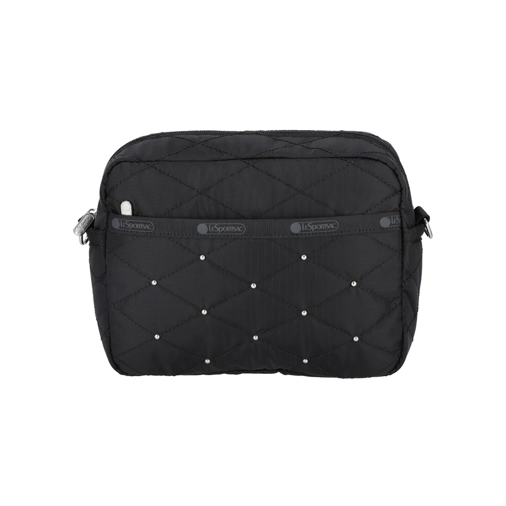 |快速出貨|Lesportsac Deluxe Crossbody 拉鍊斜背包 送禮推薦-黑色拼布釘飾, , large