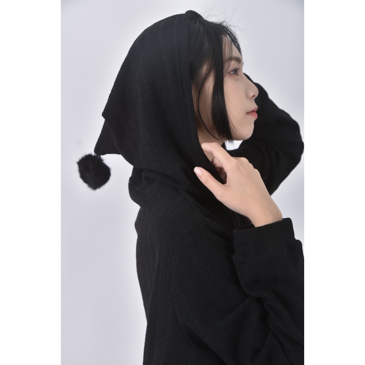 (XL) wy fashion韓牌拉鍊抽繩黑色洋裝二手衣, , large