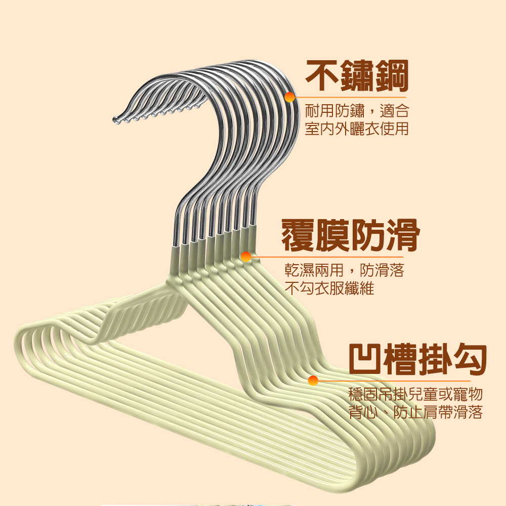 【G+居家】不鏽鋼止滑小衣架60入(凹槽衣架/晾曬衣架/三角衣架/乾濕兩用/寵物衣架/嬰幼兒衣架), , large