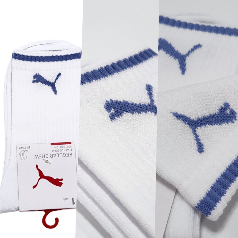 [秉宸] PUMA Fashion素色跳豹半統襪 3入 白藍 BB124807, , large